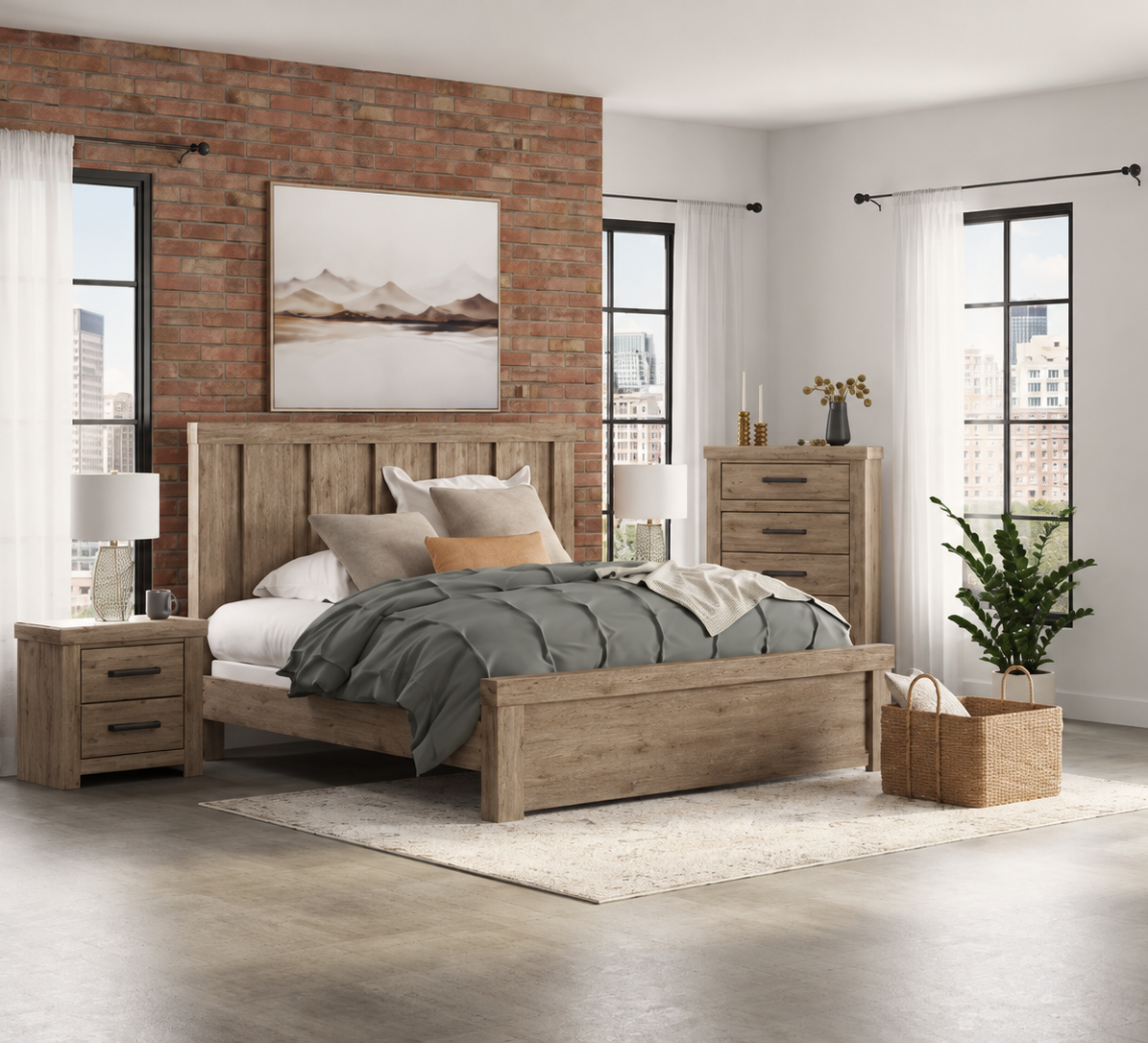 Oliandon Light Brown King Panel Bed, Chest and Nightstand from Ashley - Luna Furniture