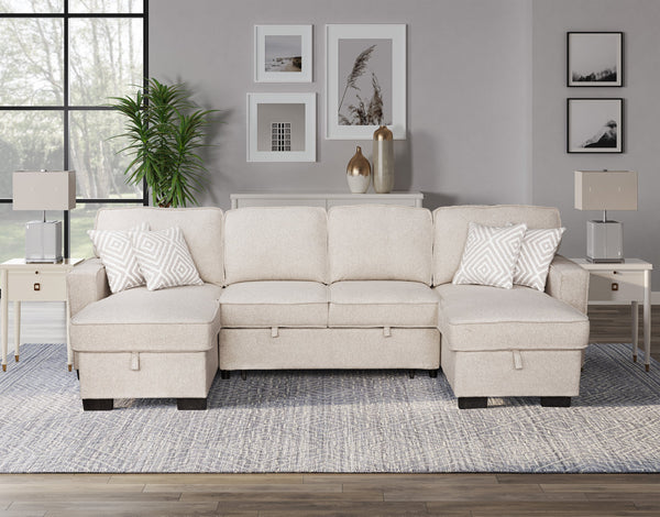 Sahara Beige Double Storage Chaise Sectional