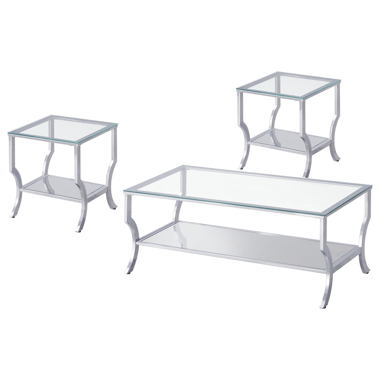 Saide Chrome 3-Piece Glass Top Coffee and End Table Set from Coaster - Luna Furniture