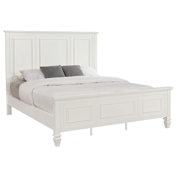 Sandy Beach Cream White California King Panel Bed