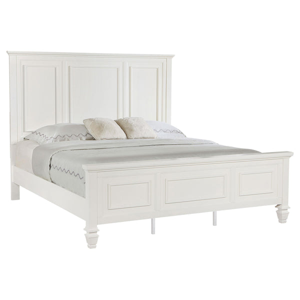 Sandy Beach Cream White Eastern King Panel Bed