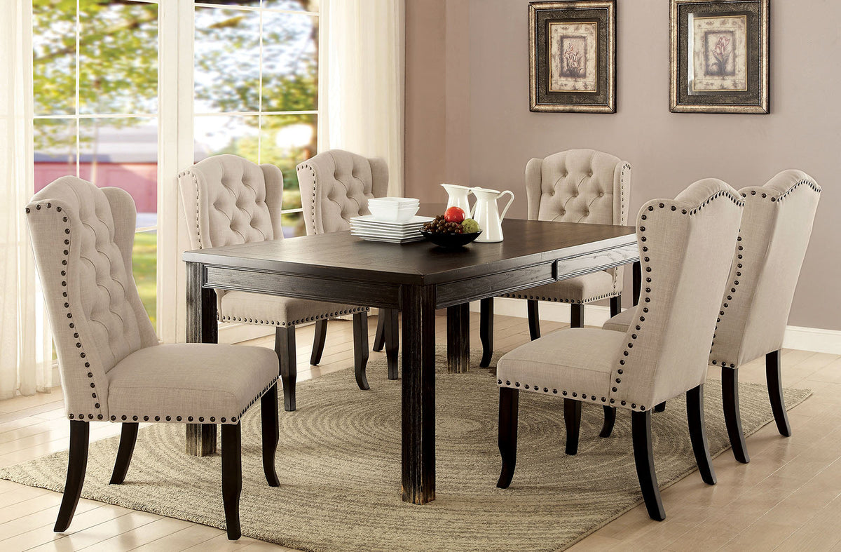 Sania Antique Black/Beige Rustic Dining Room Set from Furniture of America - Luna Furniture