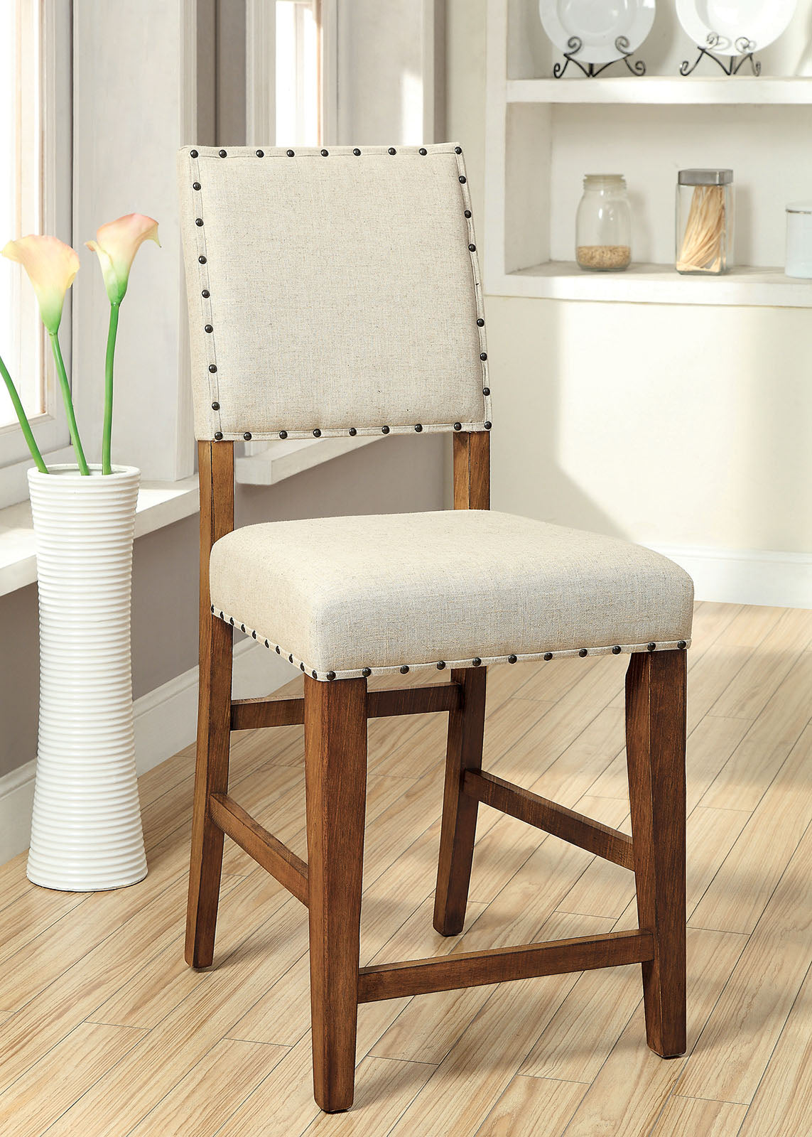 Sania Rustic Oak Counter Height Chair from Furniture of America - Luna Furniture
