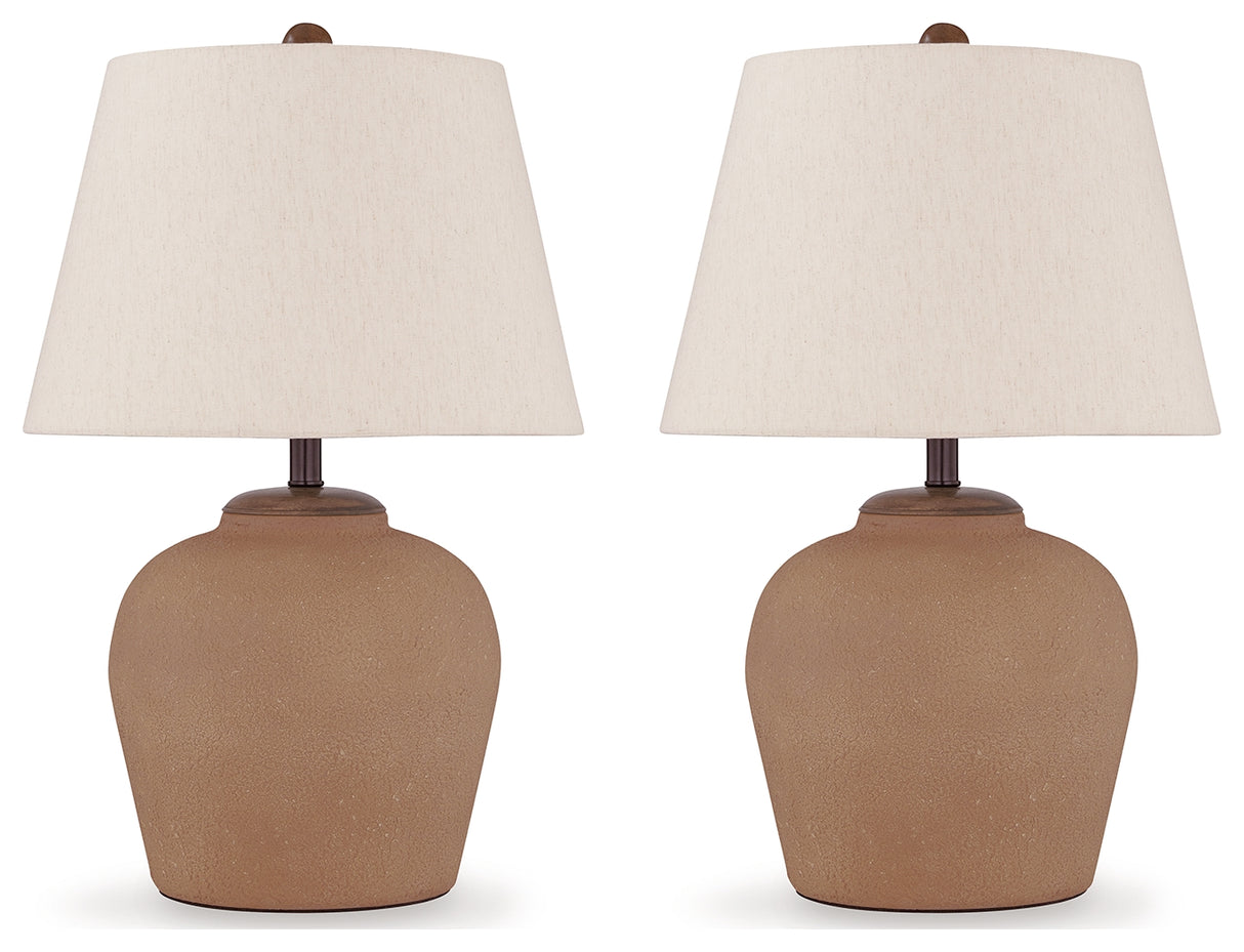 Scantor 2-Piece Table Lamp Set in Rust from Ashley - Luna Furniture