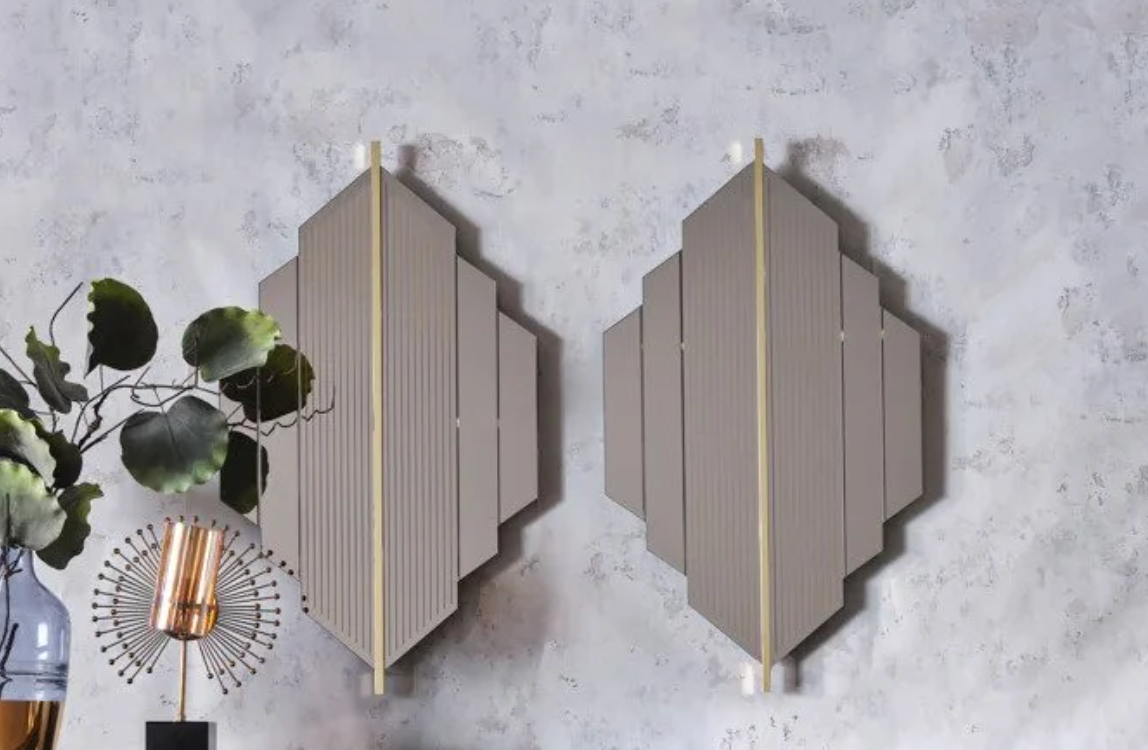 Montego Walnut/Carlino Marble Buffet Mirror from Bellona - Luna Furniture