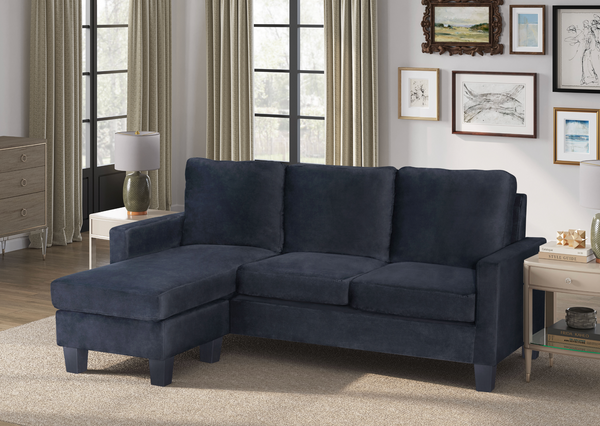 Ayla Black Velvet Reversible Sofa Chaise