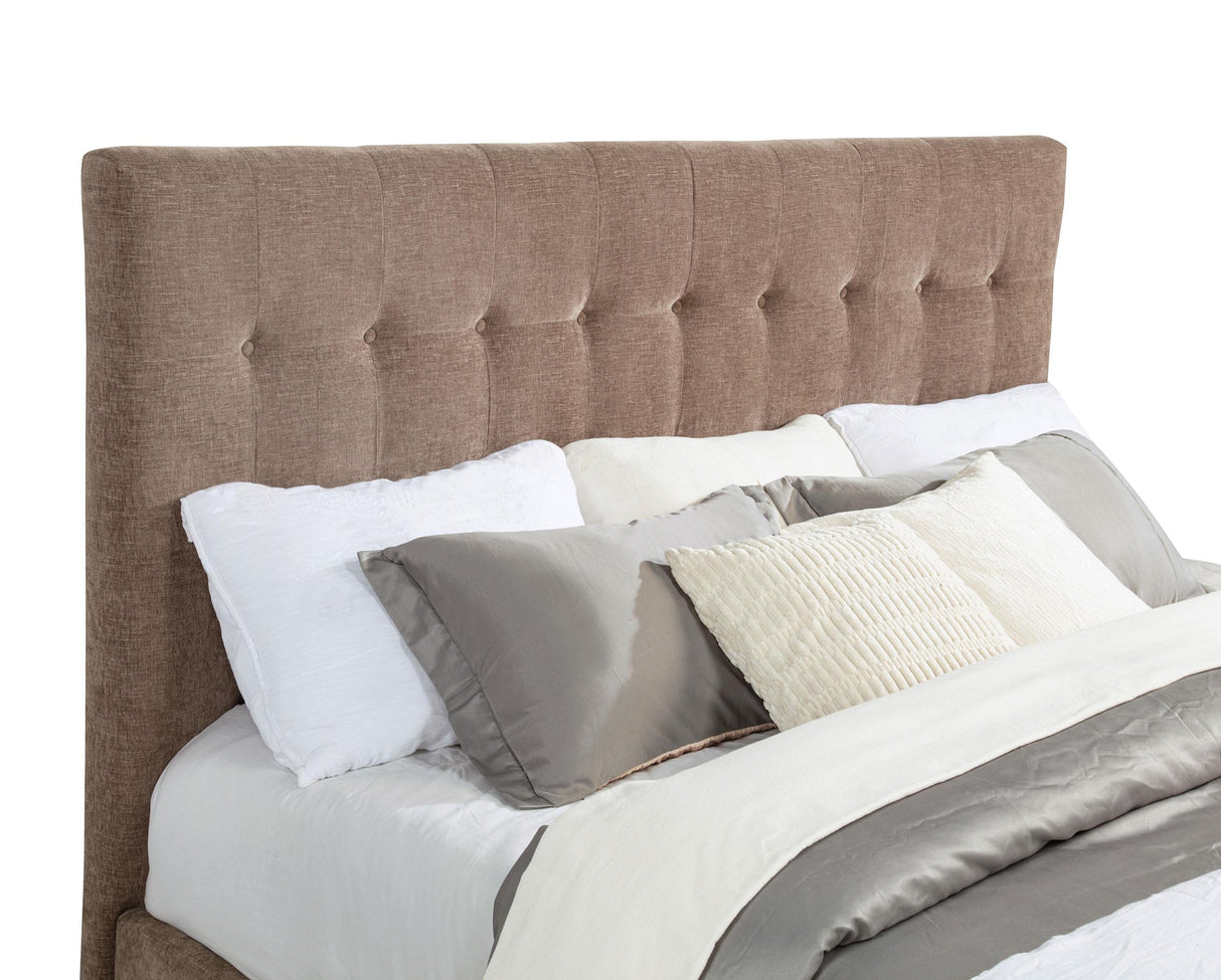 Senna Brown Upholstered California King Audio Fireplace Bed from Coaster - Luna Furniture