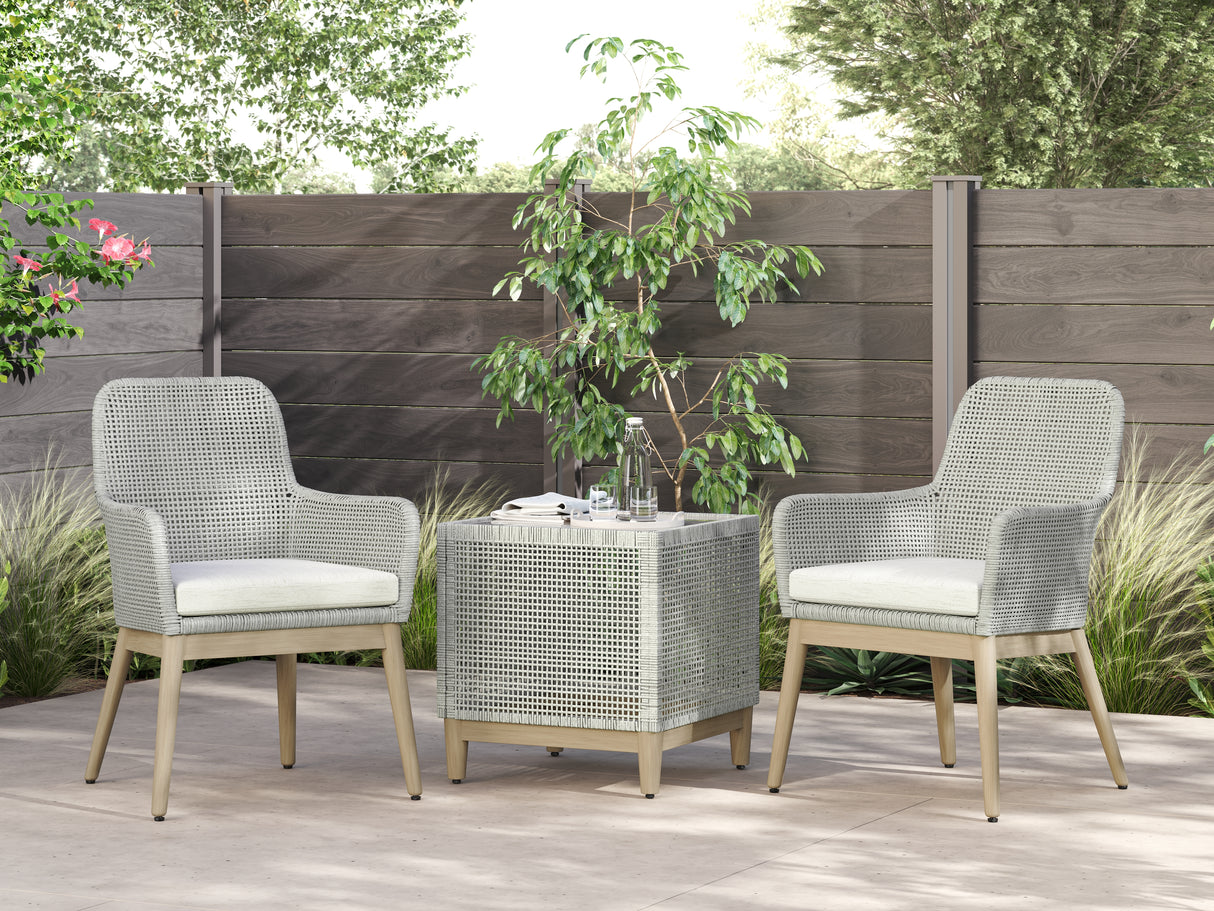 Seton Creek 2 Outdoor Chairs with End Table in Gray from Ashley - Luna Furniture