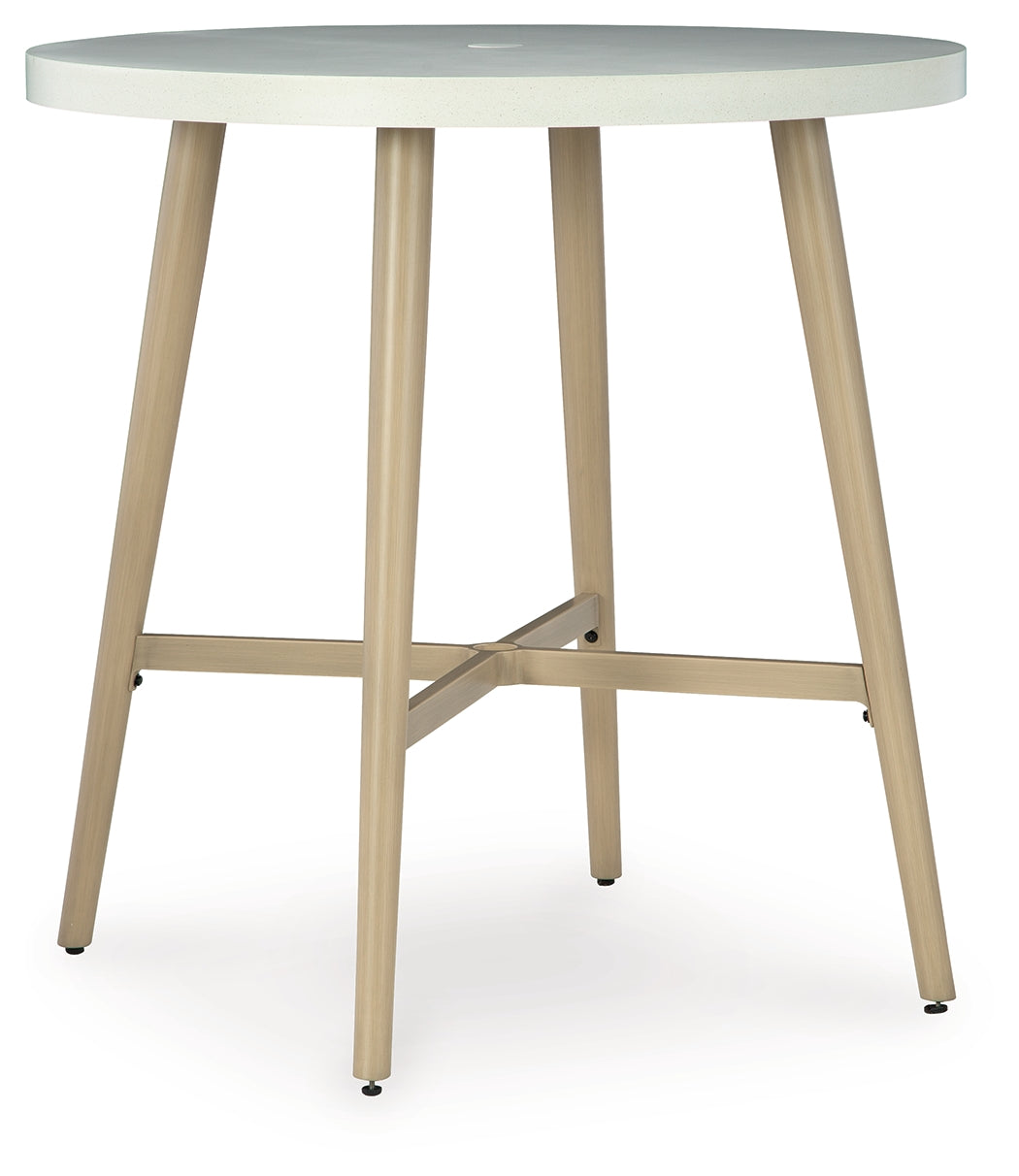 Seton Creek Beige Outdoor Bar Table from Ashley - Luna Furniture