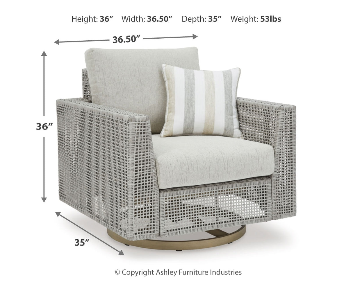 Seton Creek Outdoor Lounge Chair and Ottoman in Gray from Ashley - Luna Furniture