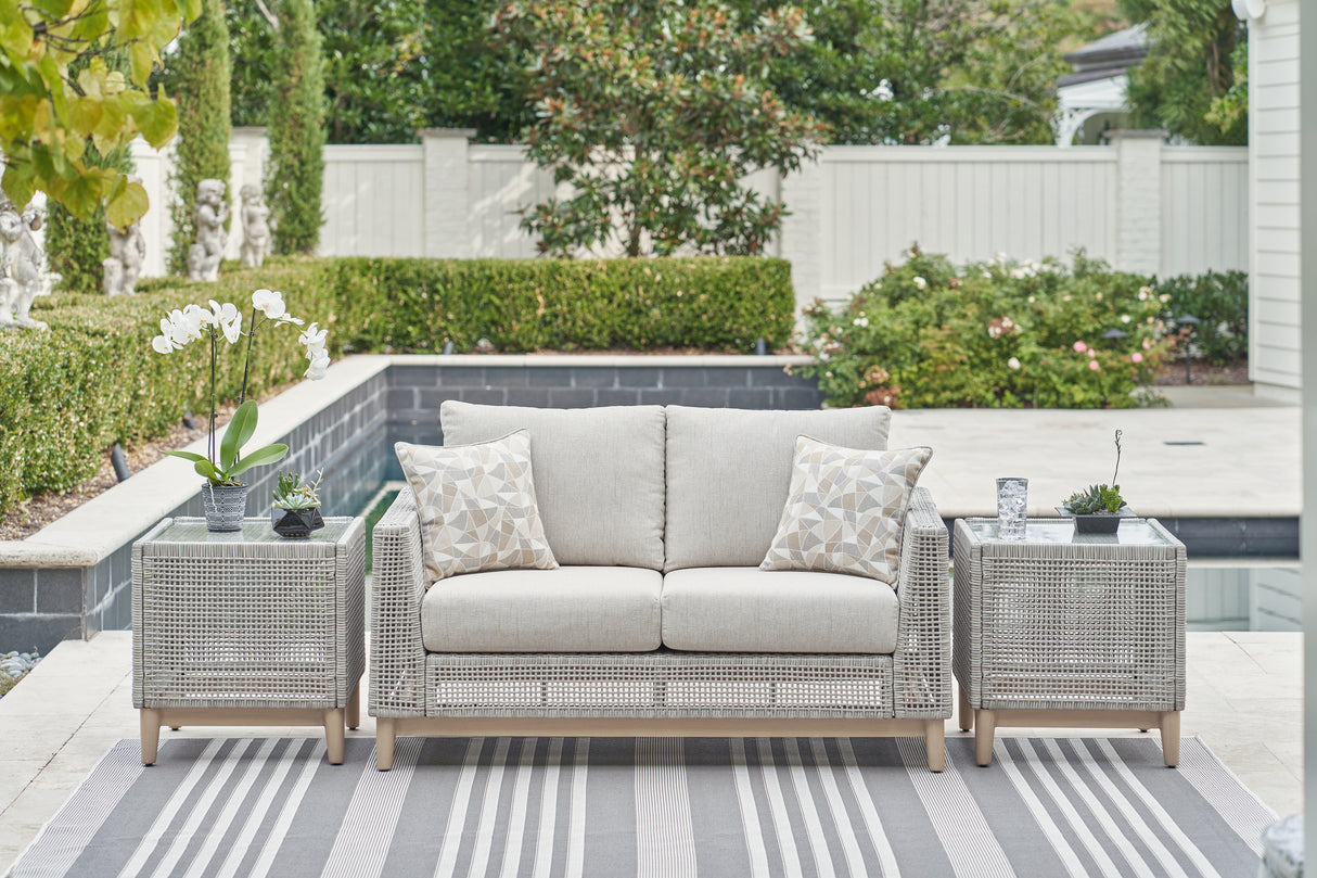 Seton Creek Outdoor Sofa and Loveseat in Gray from Ashley - Luna Furniture