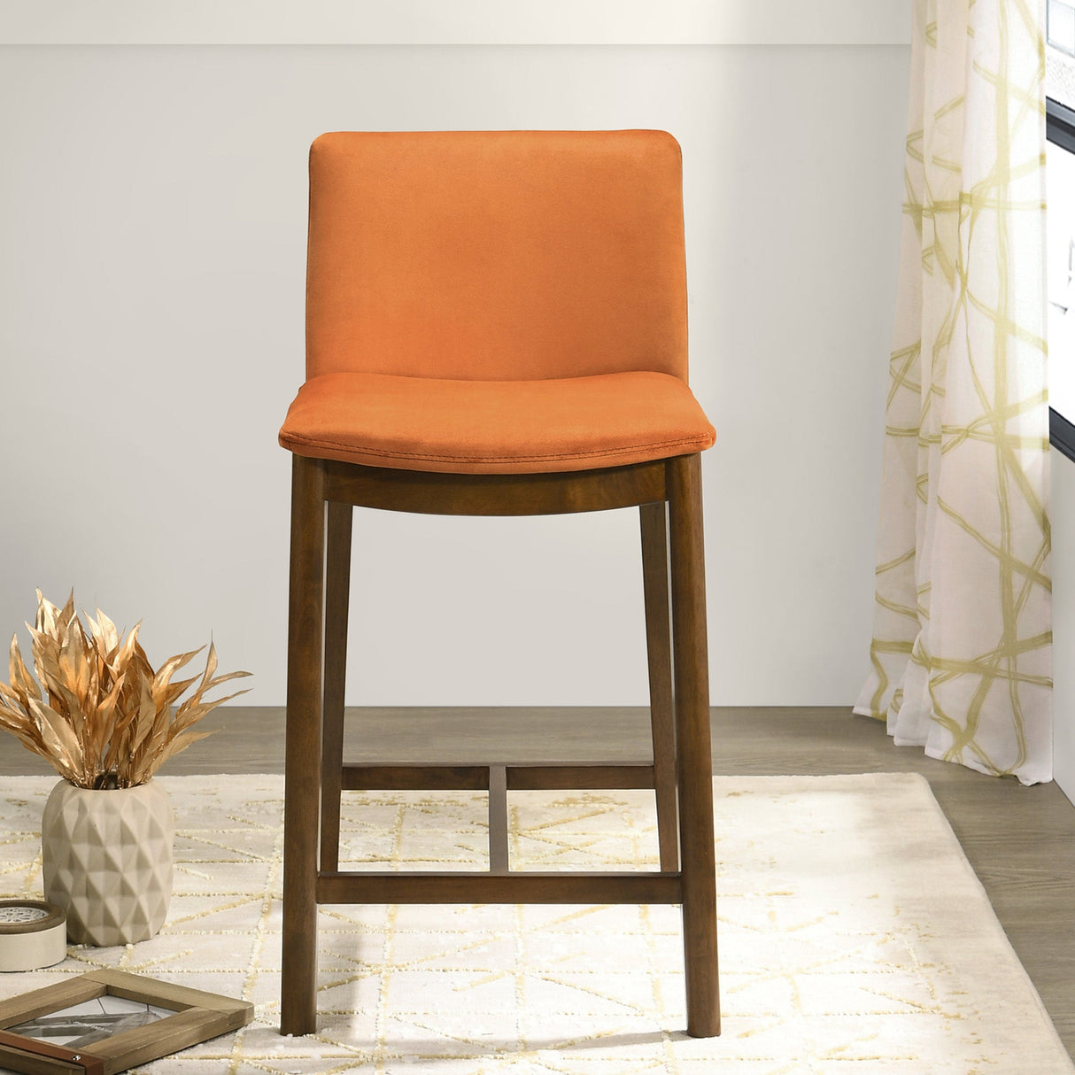 Shannon Counter Chair In Burnt Orange Velvet from Midinmod - Luna Furniture