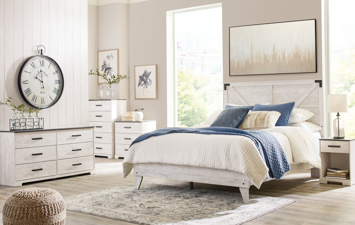 Shawburn Full Platform Bed with Dresser in White/Dark Charcoal Gray from Ashley - Luna Furniture