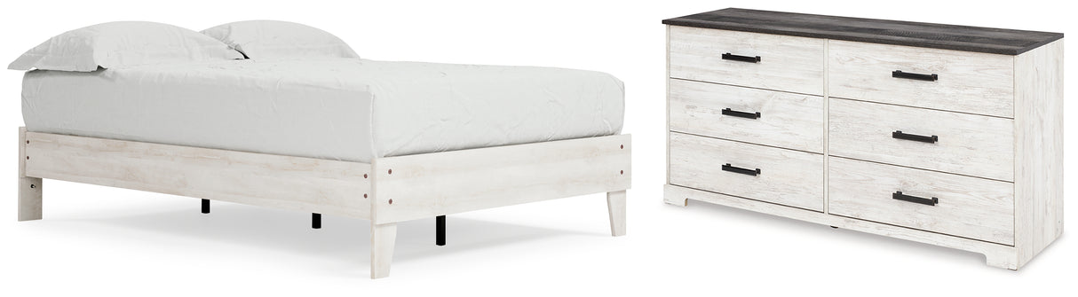 Shawburn Full Platform Bed with Dresser in Whitewash from Ashley - Luna Furniture