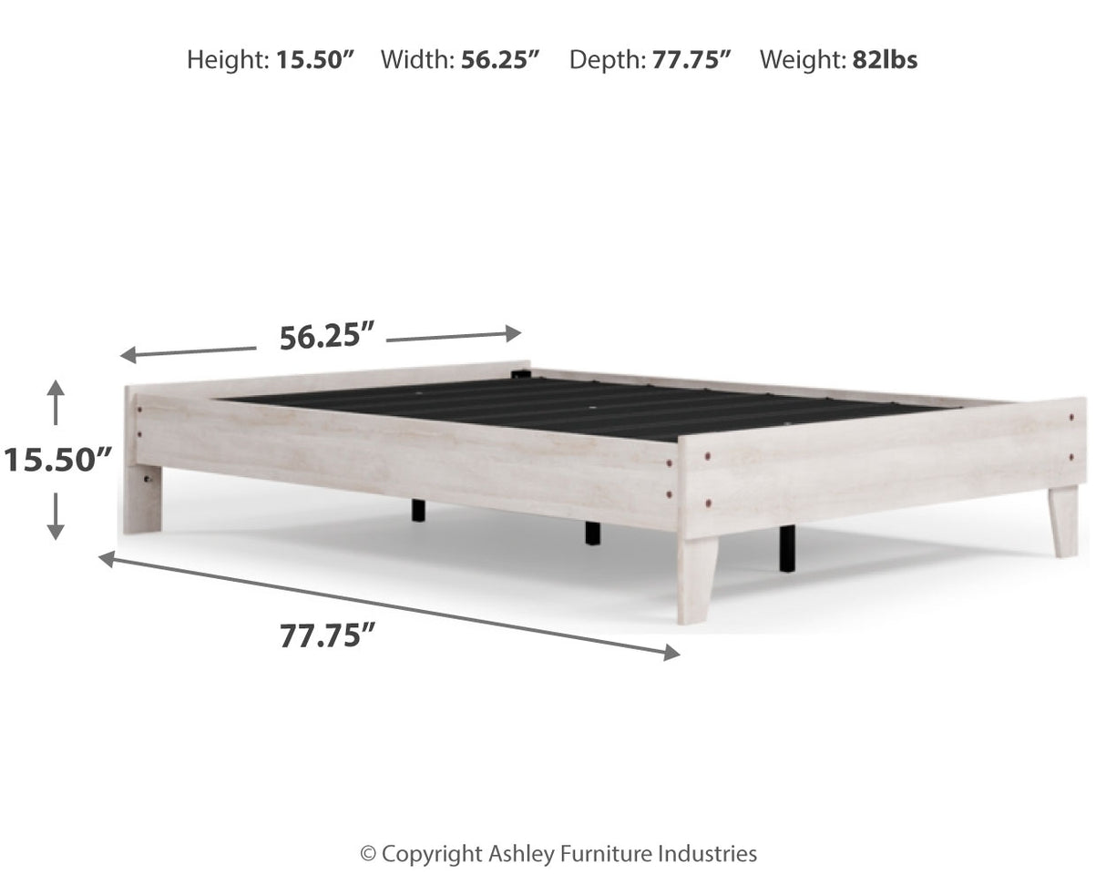 Shawburn Full Platform Bed with Mattress in Whitewash from Ashley - Luna Furniture