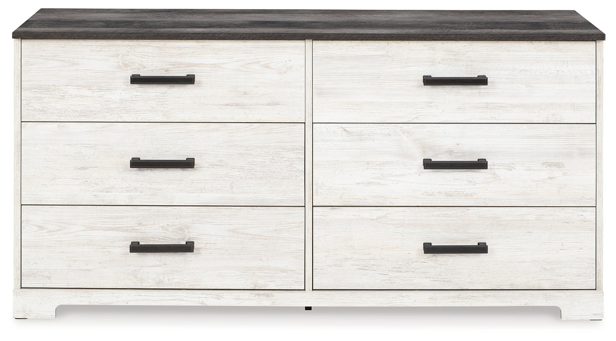 Shawburn Queen Platform Bed with Dresser, Chest and 2 Nightstands in Whitewash from Ashley Furniture - Luna Furniture