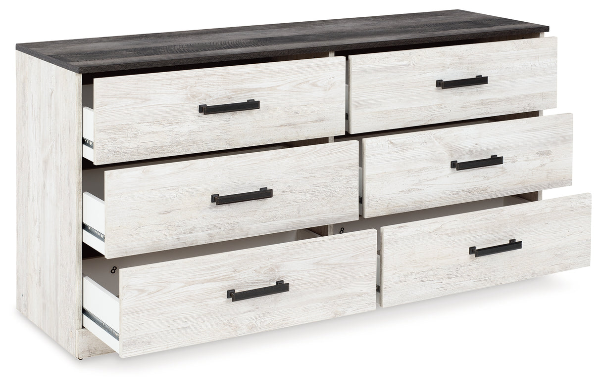 Shawburn Queen Platform Bed with Dresser, Chest and 2 Nightstands in Whitewash from Ashley Furniture - Luna Furniture