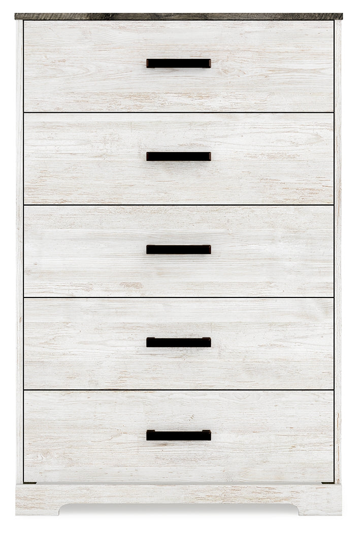 Shawburn Queen Platform Bed with Dresser, Chest and 2 Nightstands in Whitewash from Ashley Furniture - Luna Furniture