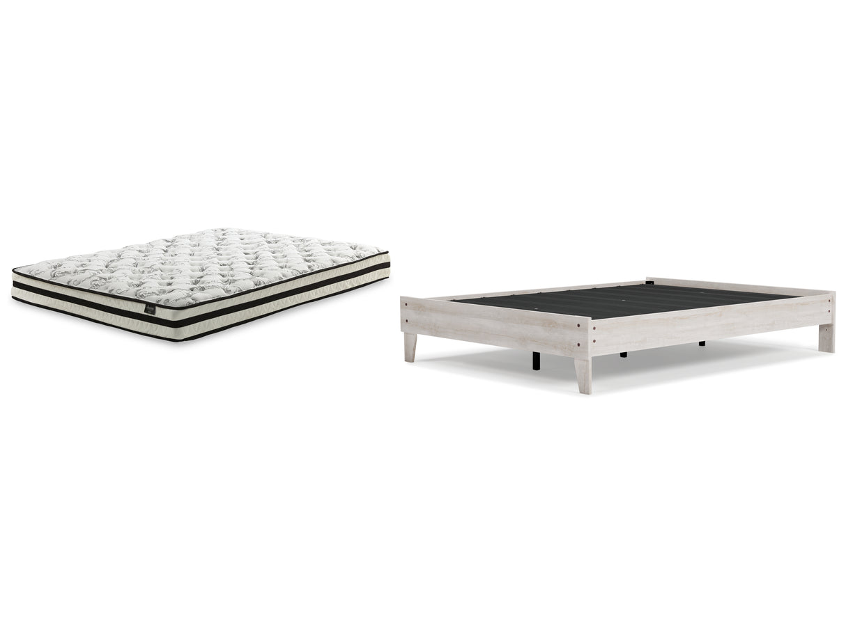 Shawburn Queen Platform Bed with Mattress in Whitewash from Ashley Furniture - Luna Furniture
