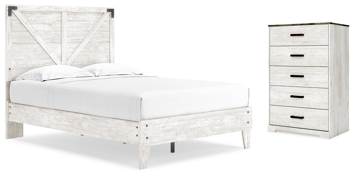 Shawburn White/Brown Full Panel Bed with Chest from Ashley - Luna Furniture