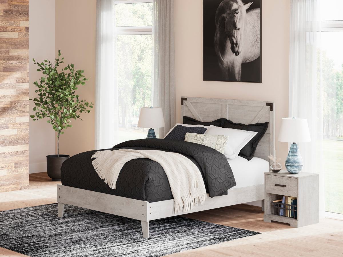 Shawburn Whitewash Crossbuck Queen Platform Bed from Ashley - Luna Furniture