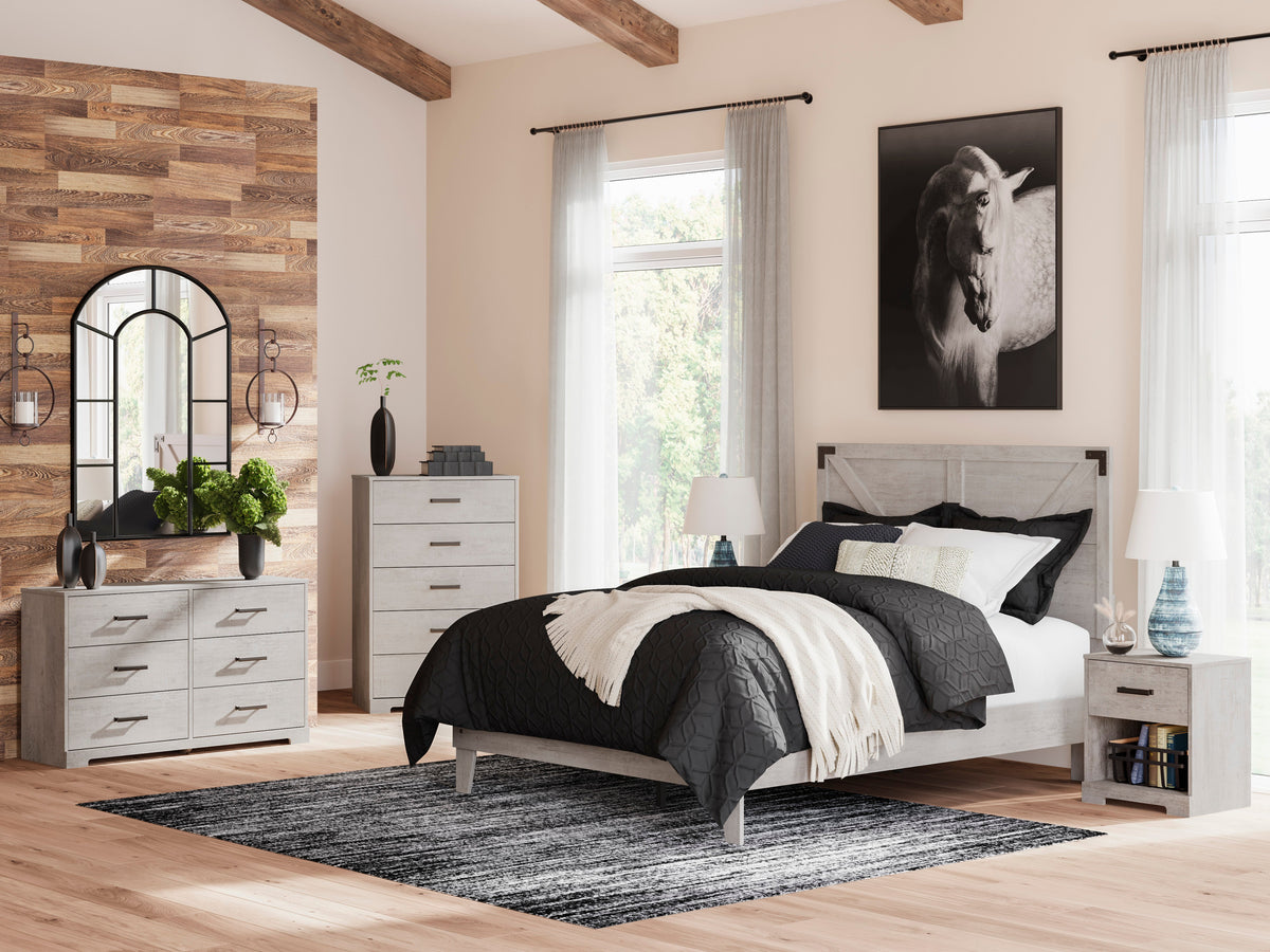 Shawburn Whitewash Crossbuck Queen Platform Bed from Ashley - Luna Furniture