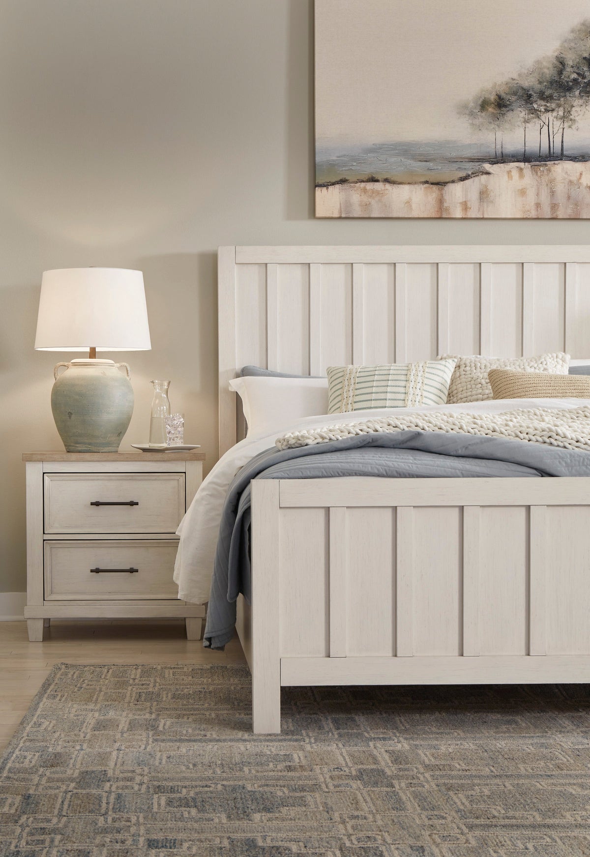 Shaybrock Antique White/Brown Panel Bedroom Set from Ashley Furniture - Luna Furniture