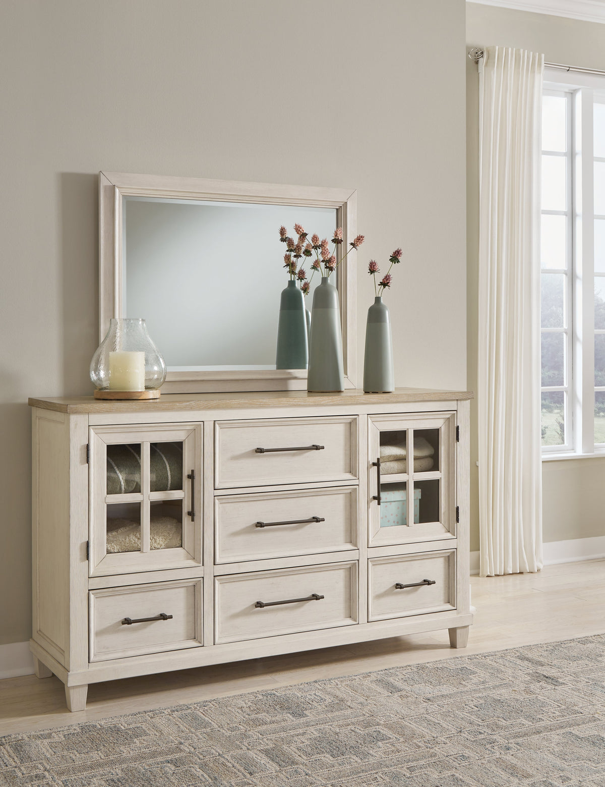 Shaybrock Antique White/Brown Panel Bedroom Set from Ashley Furniture - Luna Furniture