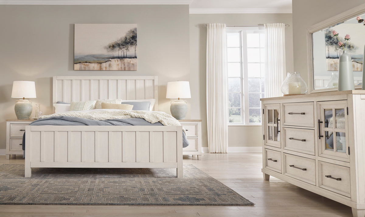 Shaybrock Antique White/Brown Panel Bedroom Set from Ashley Furniture - Luna Furniture