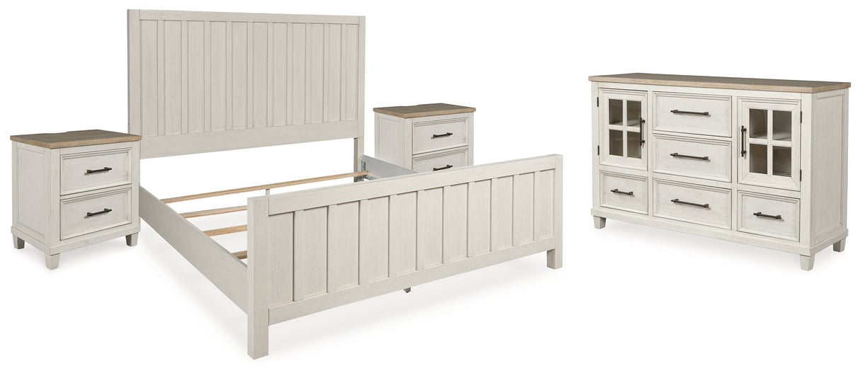 Shaybrock King Panel Bed with Dresser and 2 Nightstands in Antique White from Ashley - Luna Furniture