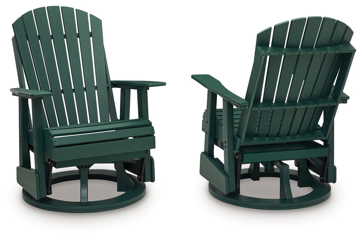 Shell Beach Green Outdoor Swivel Glider Chair from Ashley Furniture - Luna Furniture