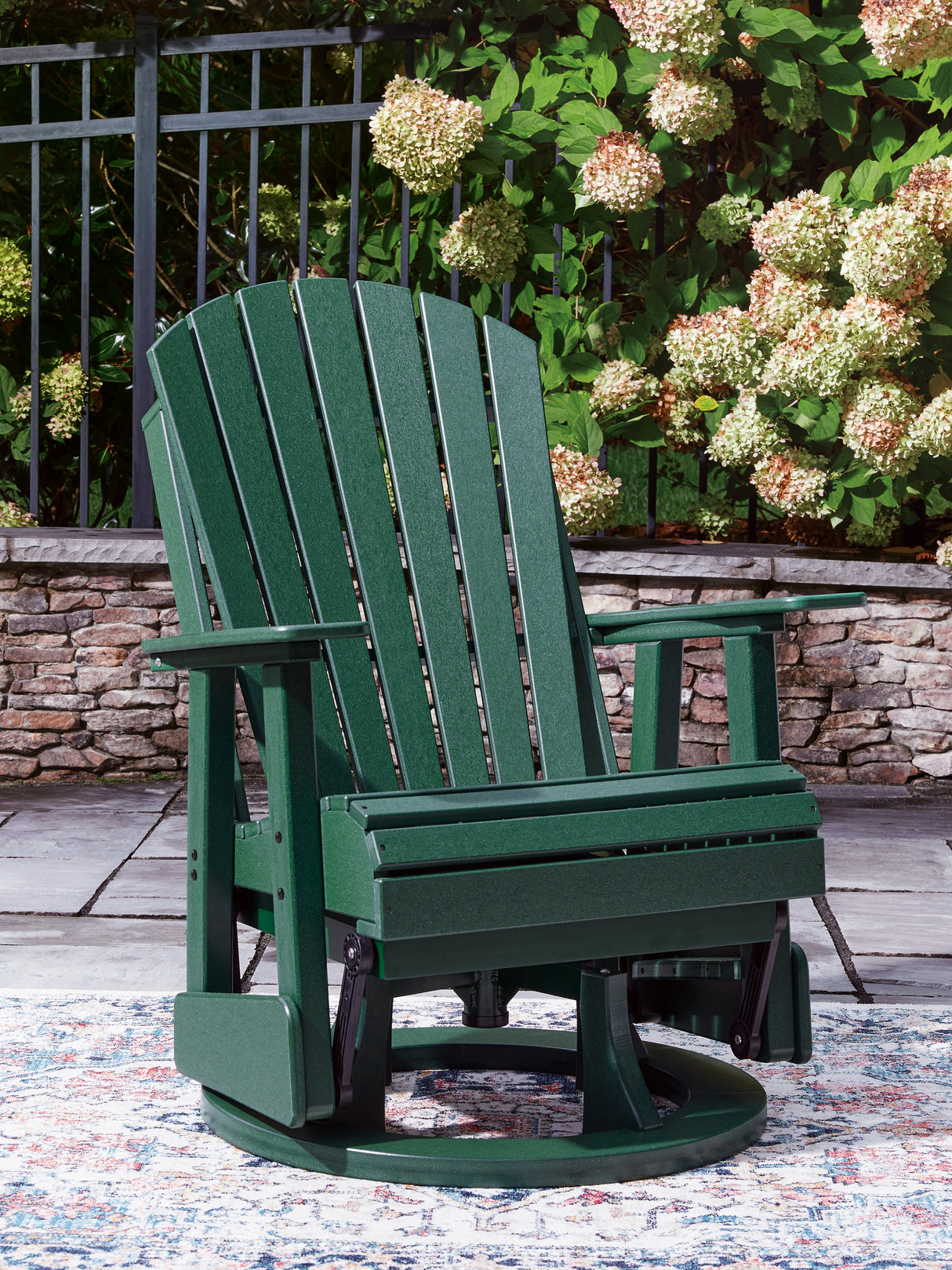 Shell Beach Green Outdoor Swivel Glider Chair from Ashley Furniture - Luna Furniture