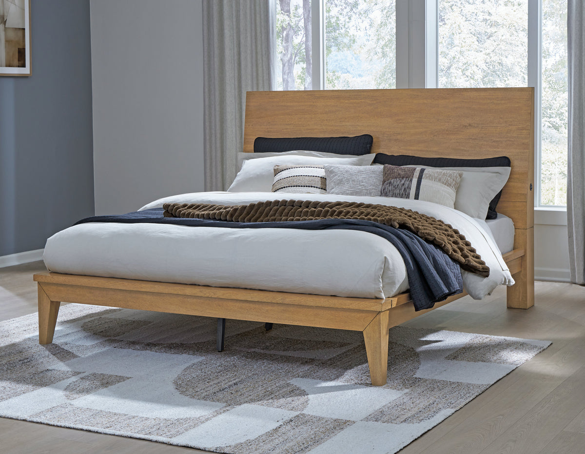Sherbana Light Brown King Platform Bed from Ashley - Luna Furniture