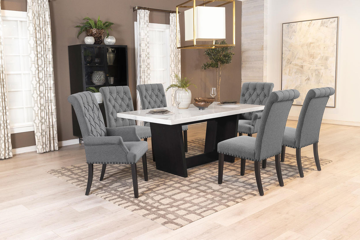 Sherry Gray 7-Piece Rectangular Marble Top Dining Table Set from Coaster - Luna Furniture