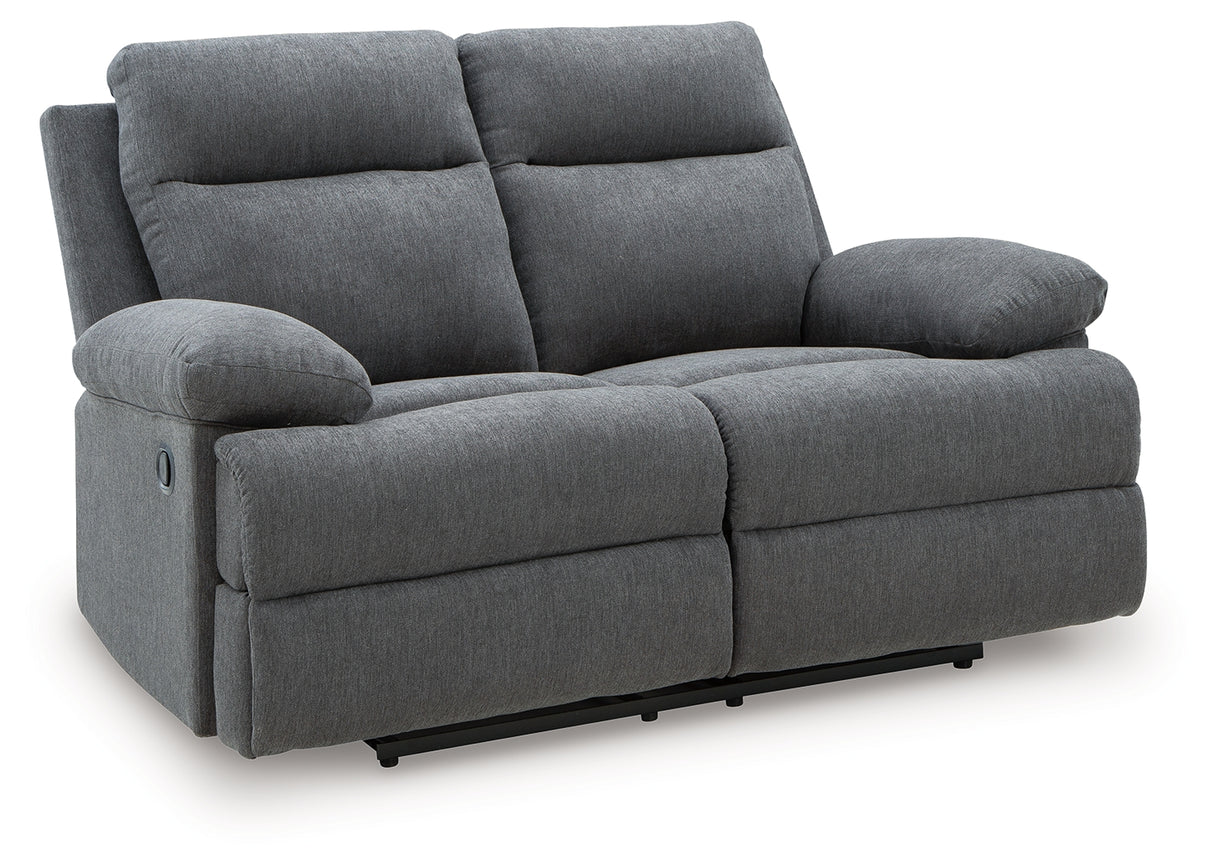 Side-Swipe Charcoal Reclining Loveseat from Ashley Furniture - Luna Furniture