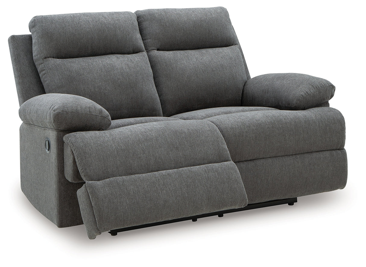Side-Swipe Charcoal Reclining Loveseat from Ashley Furniture - Luna Furniture