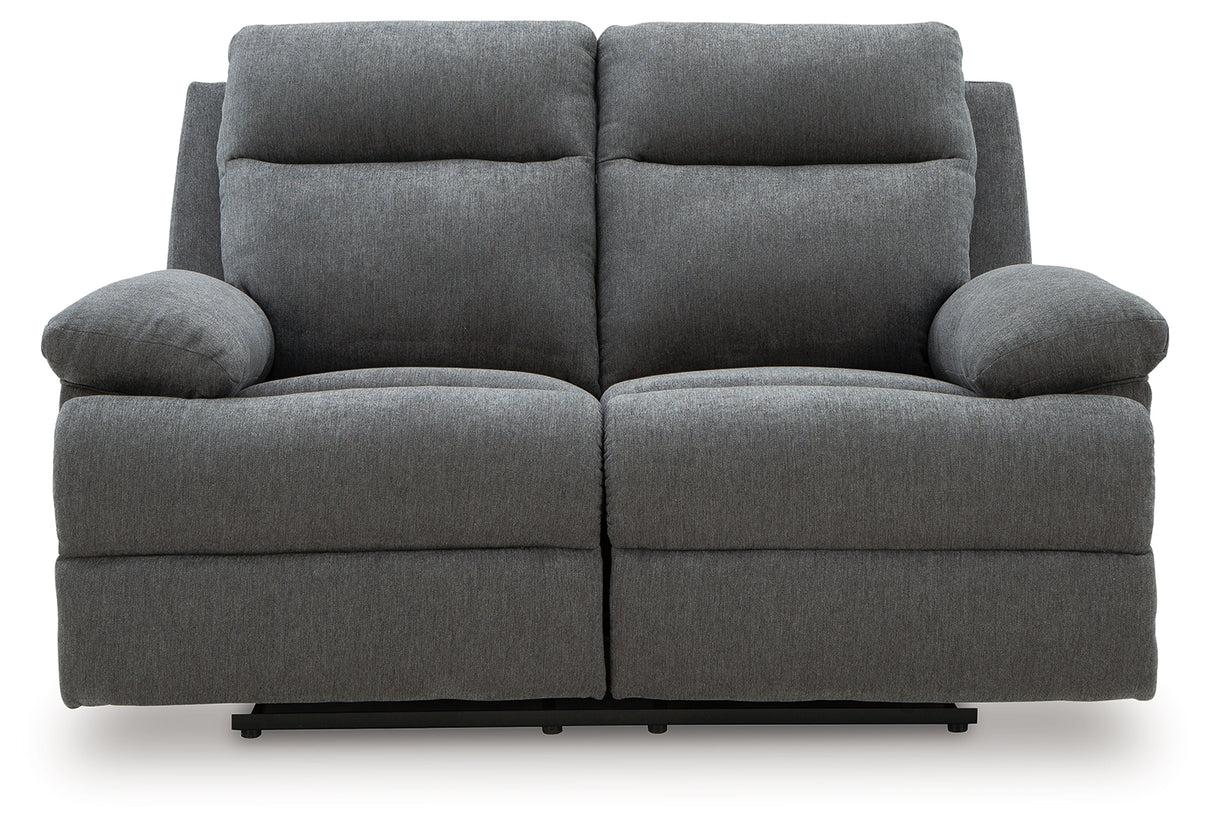 Side-Swipe Charcoal Reclining Loveseat from Ashley Furniture - Luna Furniture