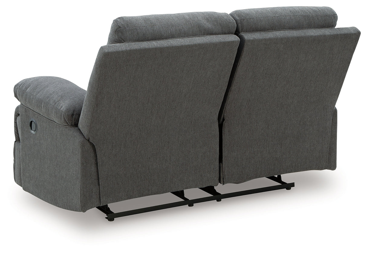 Side-Swipe Charcoal Reclining Loveseat from Ashley Furniture - Luna Furniture