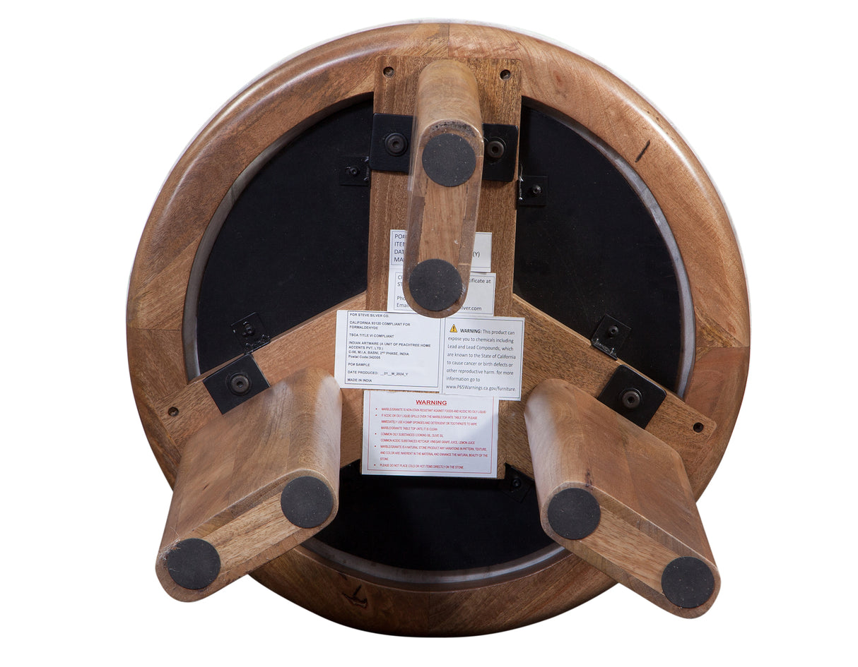 Sidney 22″ Round Toronto Brown Marble Top End Table from Steve Silver - Luna Furniture