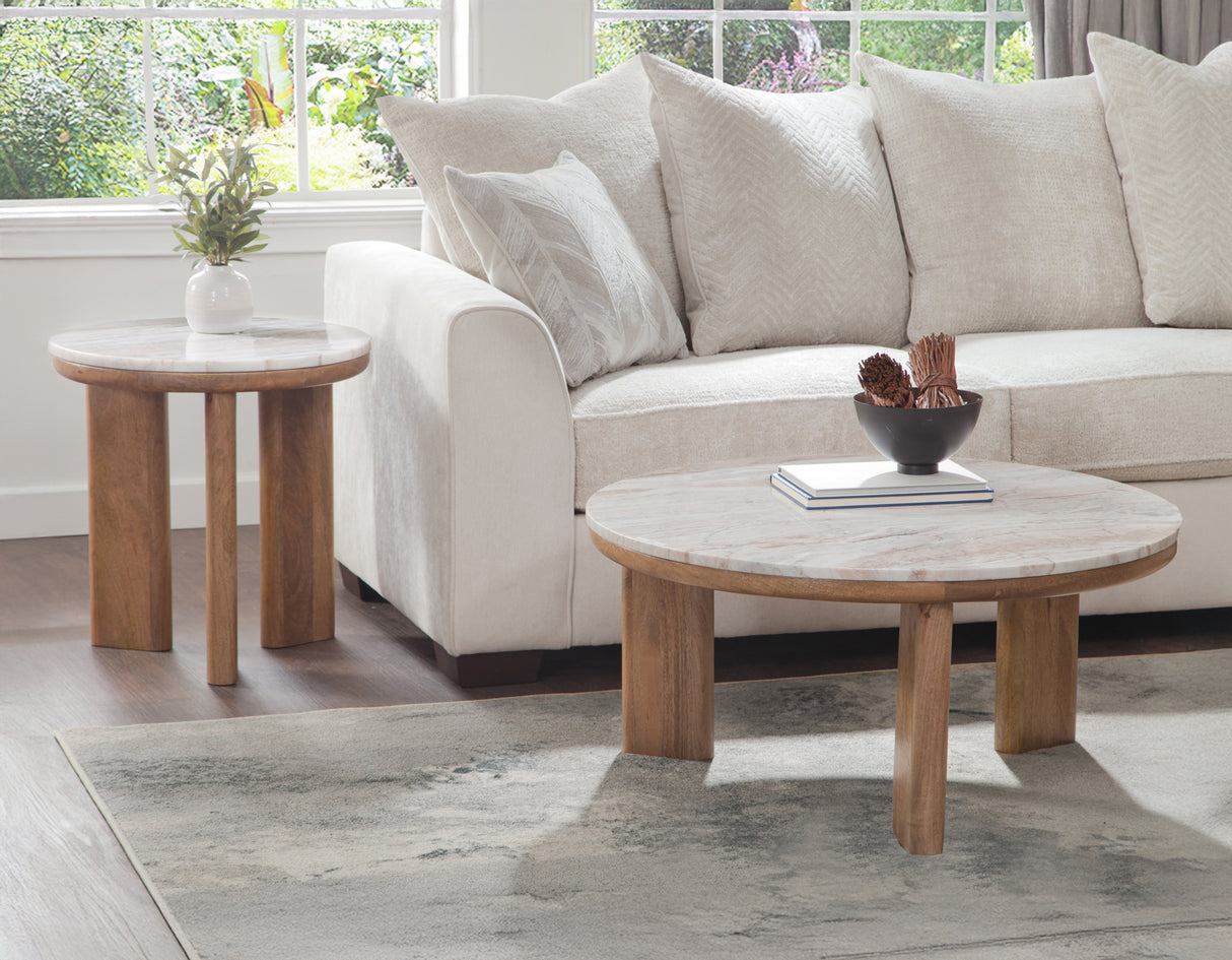 Sidney 3-Piece Round Toronto Brown Marble Top Table Set from Steve Silver - Luna Furniture