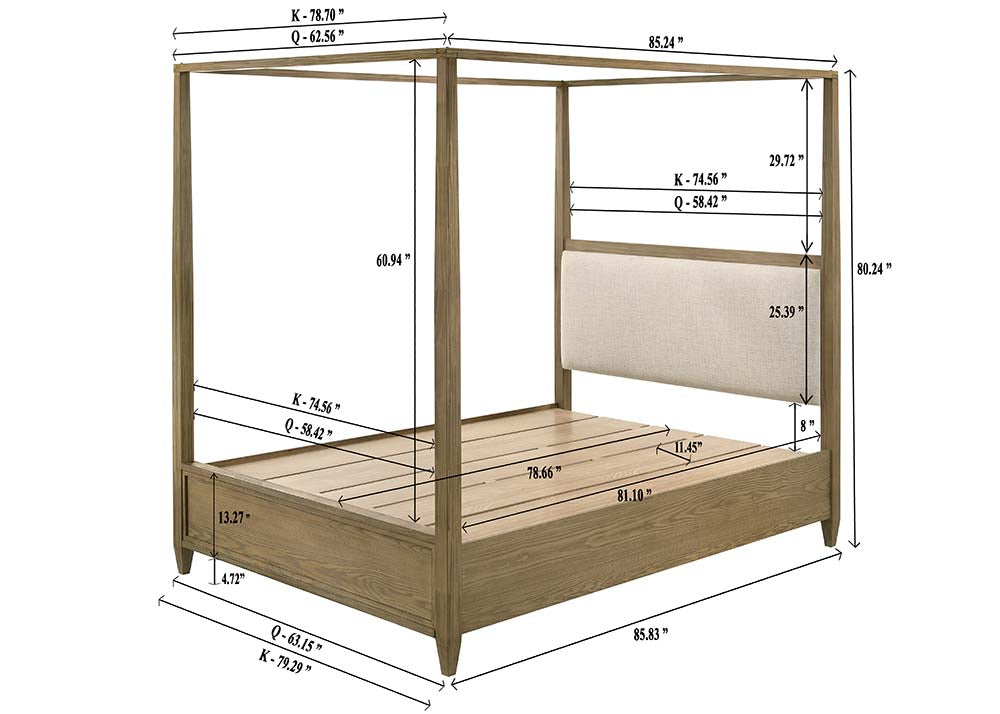 Sienna Rustic Natural Canopy Platform Bedroom Set from Crown Mark - Luna Furniture