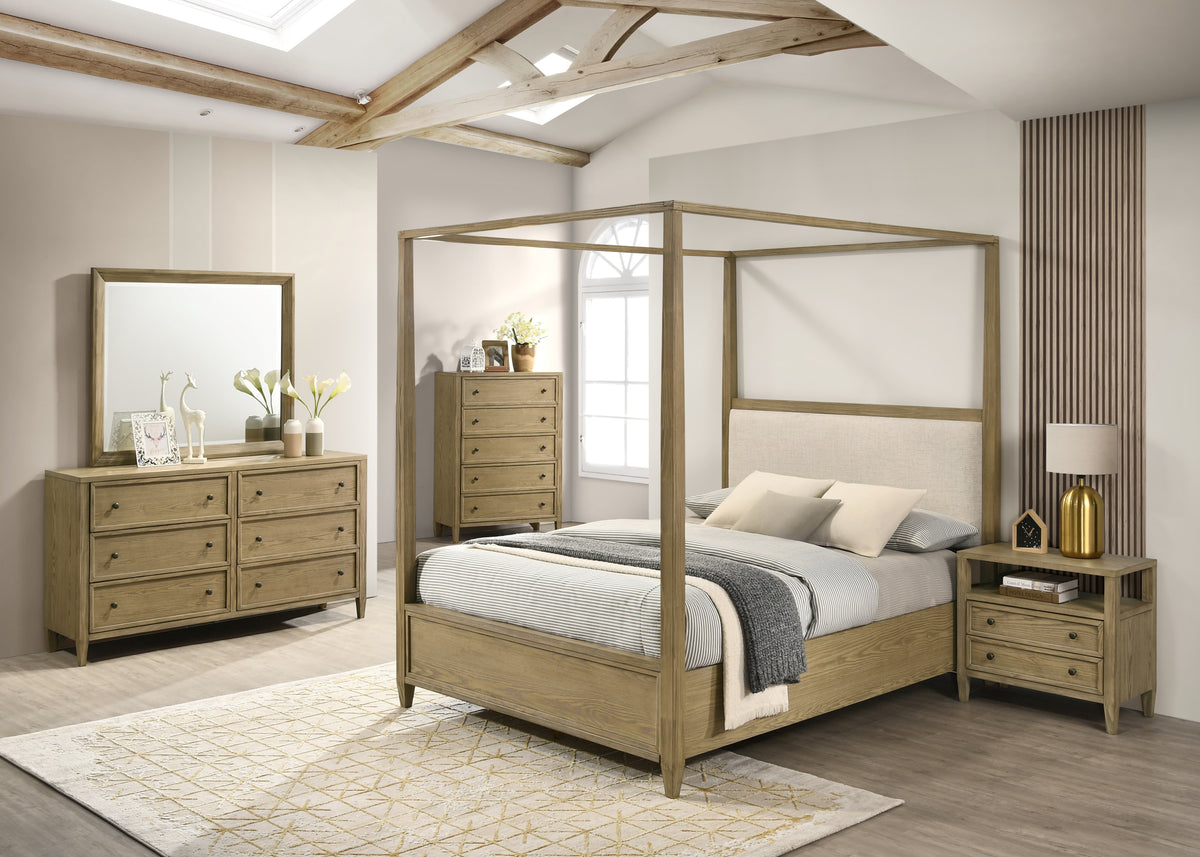 Sienna Rustic Natural King Canopy Platform Bed from Crown Mark - Luna Furniture