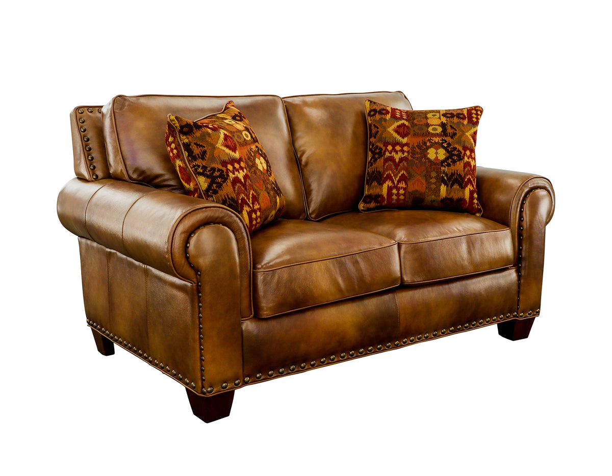 Silverado Camel Top-Grain Leather Loveseat from Steve Silver - Luna Furniture