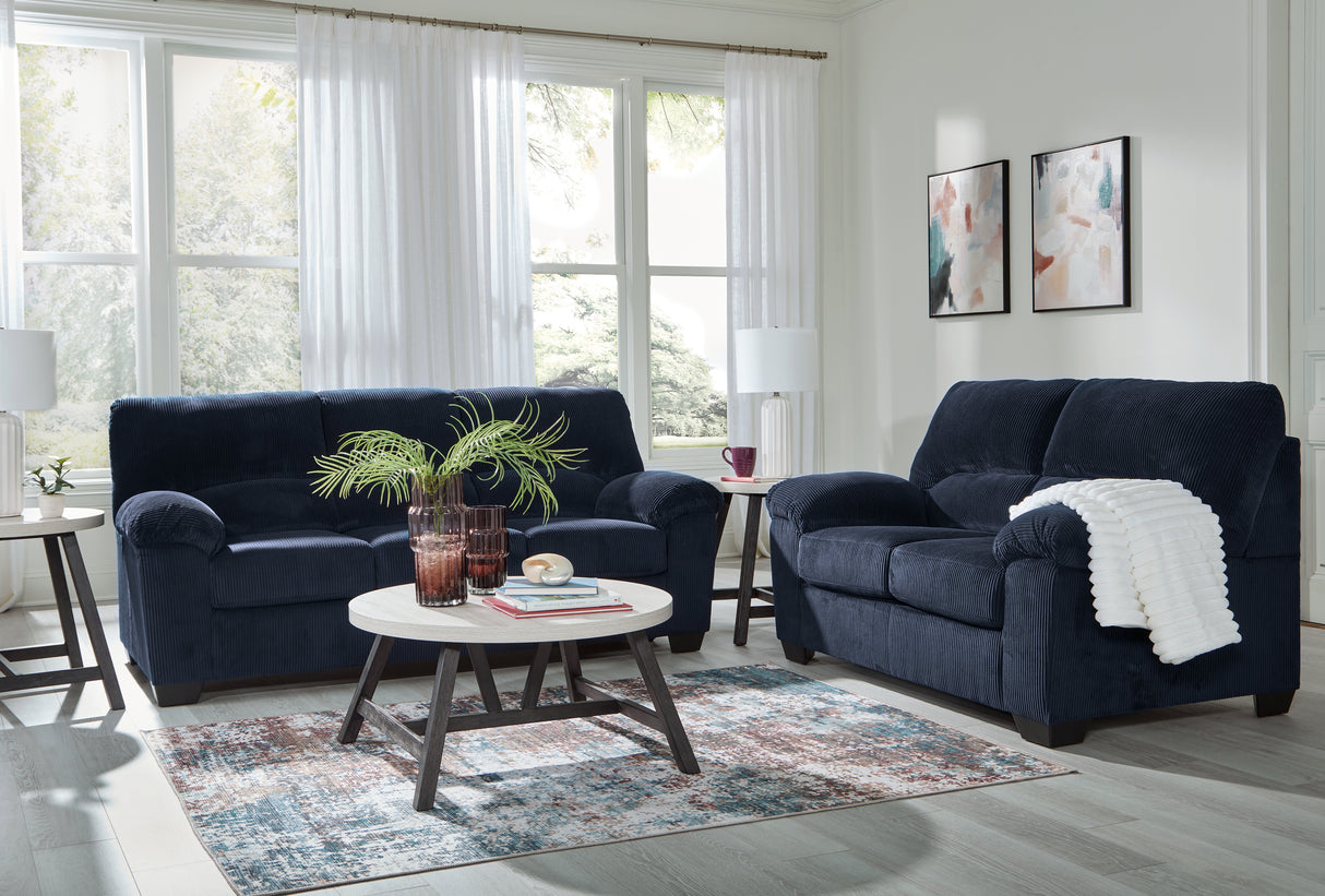 SimpleJoy Sofa and Loveseat in Navy from Ashley - Luna Furniture