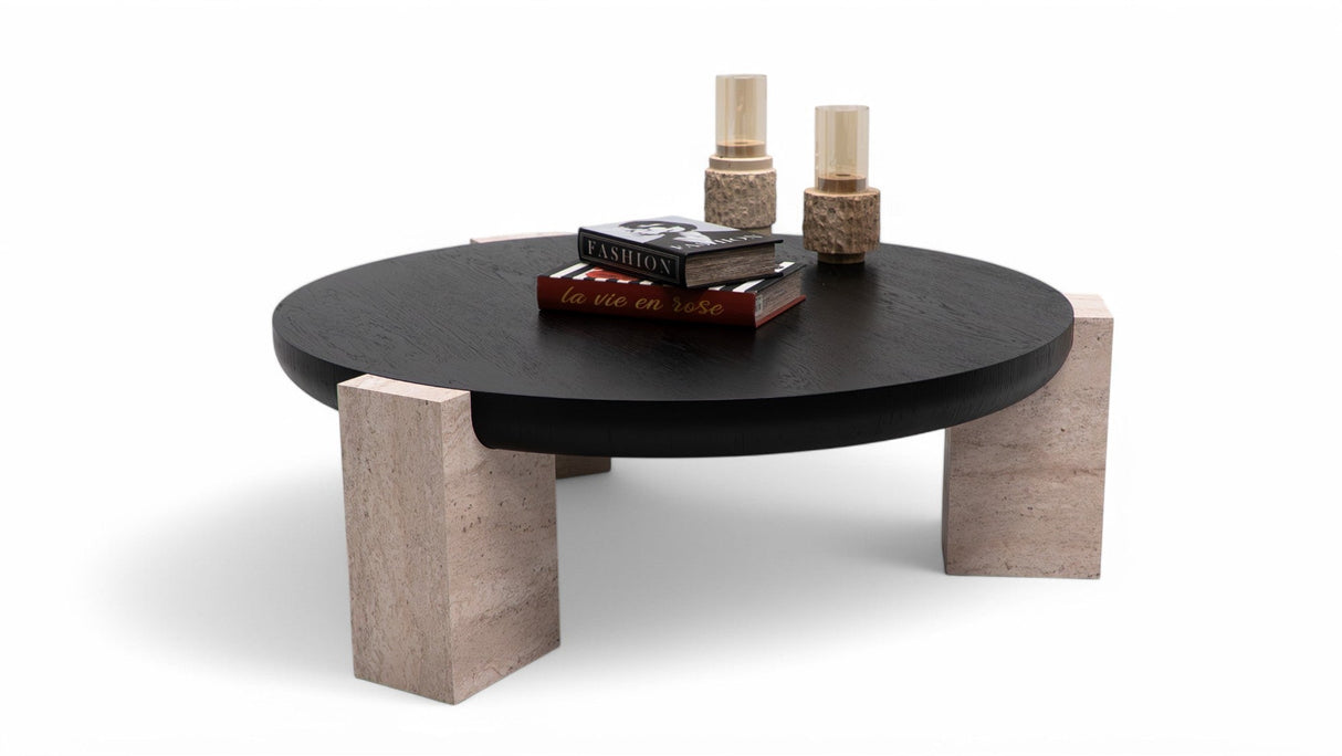 Sini Black Travertine 2-Piece Coffee Table Set from Nova Furniture - Luna Furniture