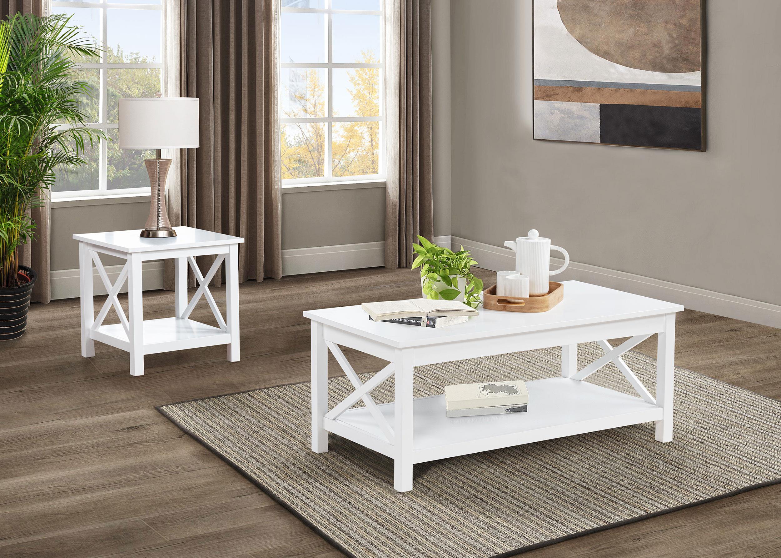 Coaster Skyview White 2-Piece Rectangular Lift Top Coffee Table