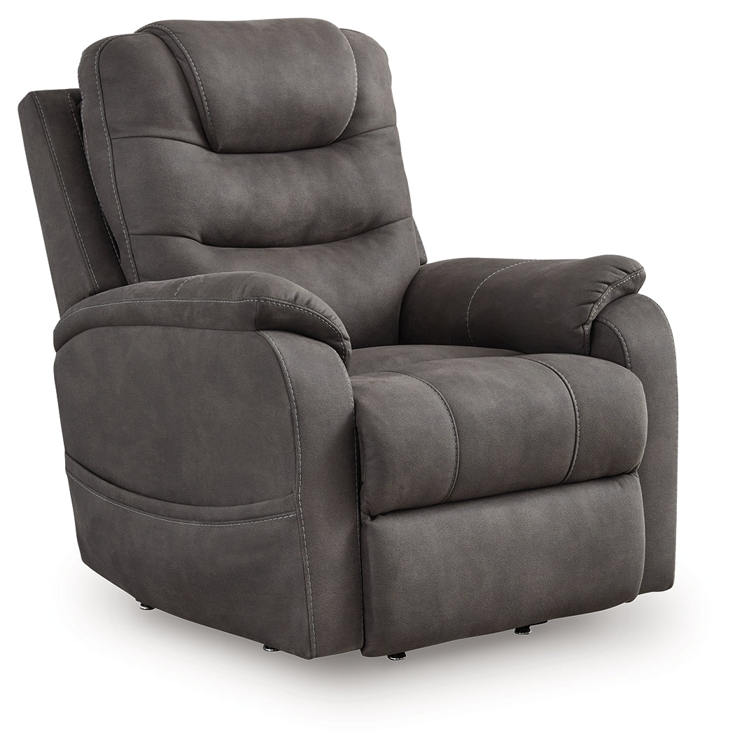 Snowfield Gunmetal Power Lift Recliner from Ashley Furniture - Luna Furniture