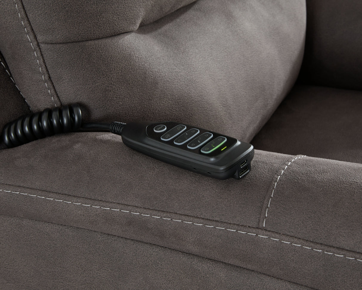 Snowfield Gunmetal Power Lift Recliner from Ashley Furniture - Luna Furniture
