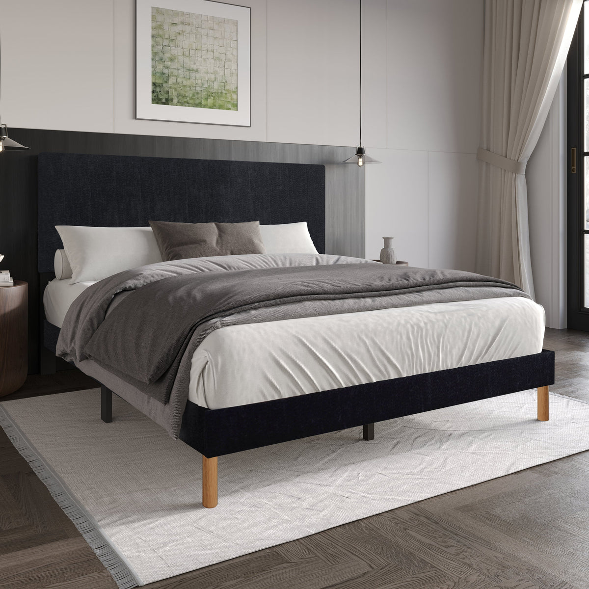 Snowflake Black Queen Platform Bed from Happy Homes - Luna Furniture