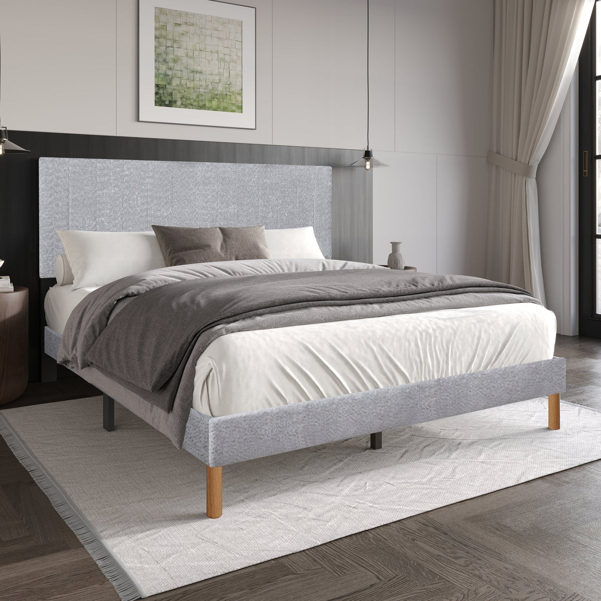Snowflake Light Gray King Platform Bed from Happy Homes - Luna Furniture